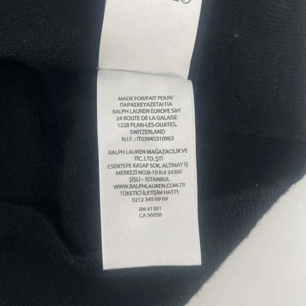 Polo Ralph Lauren Sweater Men 2XB Black Washable Merino Wool Crewneck Pony Logo